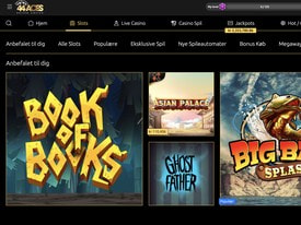 Anbefalede spillemaskiner hos 44Aces, herunder Book of Books, Big Bass Splash, Ghost Father og Book of Dead