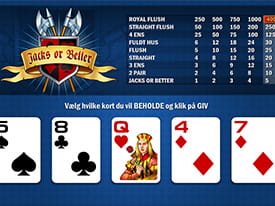 Eksempel på video poker på bet365