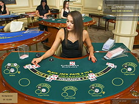 Eksempel på live blackjack på Betfair