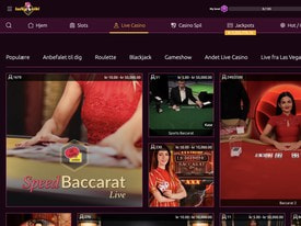 Udvalg af live baccaratspil hos LuckyNiki, herunder Speed Baccarat Live, Sports Baccarat og Lightning Baccarat med rigtige dealers