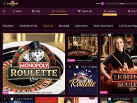 Udvalg af live roulettespil hos LuckyNiki, herunder Monopoly Roulette Live, Lightning Roulette og Football Roulette med rigtige dealers
